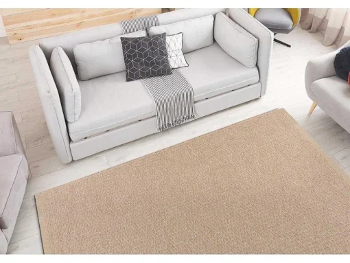Tapijt Jute 3650 Beige Een Kleur - Jute, Platgeweven, Franjes 140X190 Cm