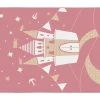 Tapijt Kinderen Sprookjeskasteel - Glanzende Lurex-Afwerking - 120 X 170 Cm - Roze En Goud - Princesia