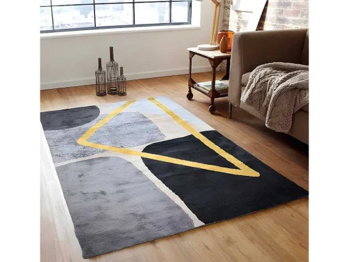 Tapijt Moderne Stijl Picadilly - 160X230Cm - Grijs, Zwart En Goud