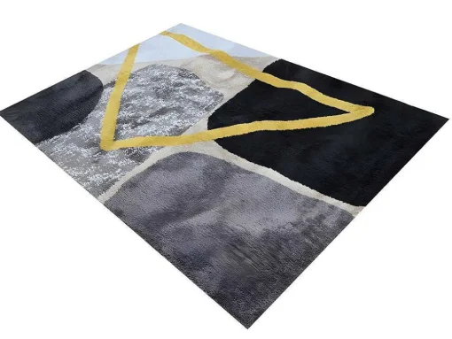 Tapijt Moderne Stijl Picadilly - 160X230Cm - Grijs, Zwart En Goud