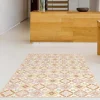 Tapijt Van Vinyl Met Cementtegeleffect - 120 X 180 Cm - Oranje En Roze - Eloza
