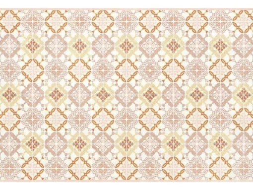 Tapijt Van Vinyl Met Cementtegeleffect - 120 X 180 Cm - Oranje En Roze - Eloza