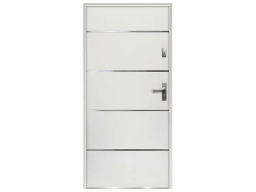 Toegangsdeur Van Massief Staal En Roestvrij Staal H207 X B100 Cm Wit - Links Duwend - Naxara