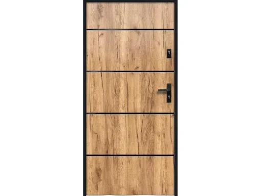 Toegangsdeur Van Roestvrij Staal H207 X B100 Cm Eik-Effect - Links - Naxara