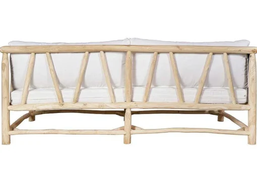 Tuinbank Van Teakhout Met Kussens - Licht Naturel En Wit - Tulum