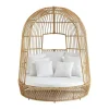 Tuinbed Met Baldakijn Van Gevlochten Hars - Licht Naturel Met Wit Kussen - Cervaro Van Mylia