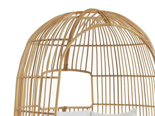 Tuinbed Met Baldakijn Van Gevlochten Hars - Licht Naturel Met Wit Kussen - Cervaro Van Mylia