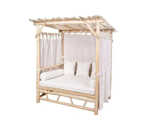 Tuinhemelbed Van Teakhout - Licht Naturel En Wit - Tulum