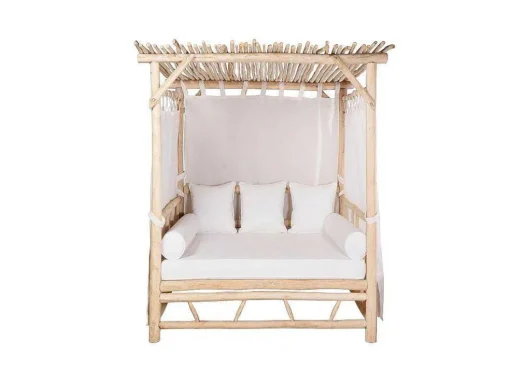 Tuinhemelbed Van Teakhout - Licht Naturel En Wit - Tulum