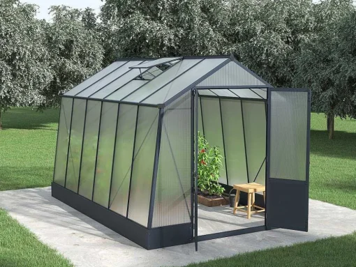 Tuinkas Van Polycarbonaat 9,1 M Met Grondplaat- Antraciet - Asarina