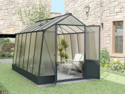 Tuinkas Van Polycarbonaat 9,1 M Met Grondplaat- Antraciet - Asarina
