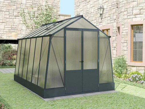 Tuinkas Van Polycarbonaat 9,1 M Met Grondplaat- Antraciet - Asarina