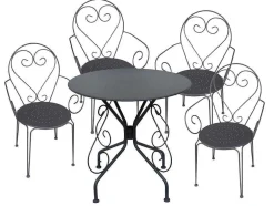 Tuinset Met Tafel En 4 Stoelen Van Metaal Met Smeedijzer Aspect - Antraciet - Guermantes