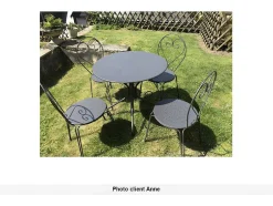 Tuinset Met Tafel En 4 Stoelen Van Metaal Met Smeedijzer Aspect - Antraciet - Guermantes