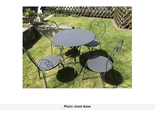 Tuinset Met Tafel En 4 Stoelen Van Metaal Met Smeedijzer Aspect - Antraciet - Guermantes