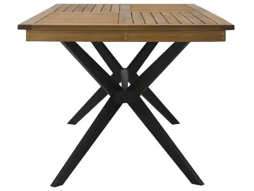 Tuintafel Van Acaciahout En Zwart Metaal Tobaga - L. 180 Cm
