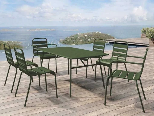 Tuintafel Van Metaal - L160 Cm - Kaki - Mirmande