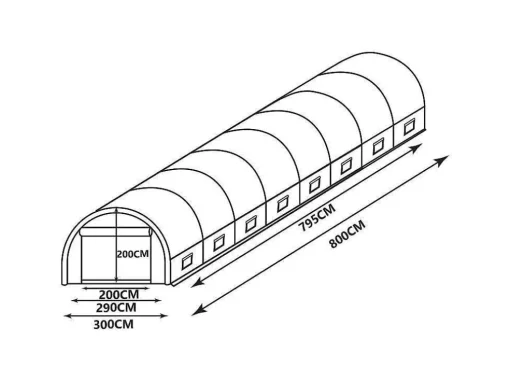 Tunnelkas Met Stalen Structuur Ipomea 24M - L800 X B300 X H200 Cm