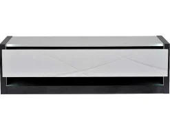 Tv-Meubel 1 Lade En 1 Vak - Met Led-Verlichting - Antraciet En Wit Gelakt - Ludmila