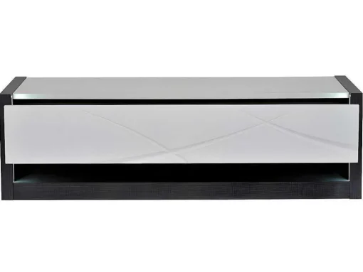 Tv-Meubel 1 Lade En 1 Vak - Met Led-Verlichting - Antraciet En Wit Gelakt - Ludmila