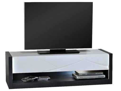 Tv-Meubel 1 Lade En 1 Vak - Met Led-Verlichting - Antraciet En Wit Gelakt - Ludmila
