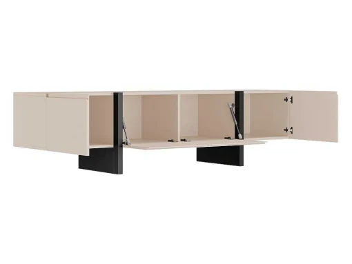 Tv-Meubel Met 4 Deuren Van Mdf - Beige En Zwart - Luvonia