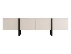 Tv-Meubel Met 4 Deuren Van Mdf - Beige En Zwart - Luvonia