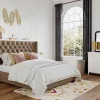 Tweepersoonsbed Massimo Gestoffeerd Met Capitons - 160 X 200 Cm - Beige - Stof