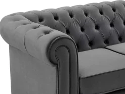 Tweezitsbank Van Antracietkleurig Velours Chesterfield