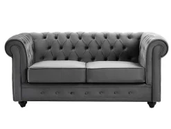 Tweezitsbank Van Antracietkleurig Velours Chesterfield