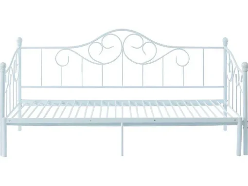 Uitschuifbare Bedbank Sebille - Metaal - 2 X 90 X 200 Cm Of 180 X 200 Cm - Wit - Optie Matras