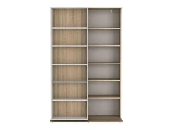 Uitschuifbare Boekenkast Prali - 18 Nissen - Wit En Eiken