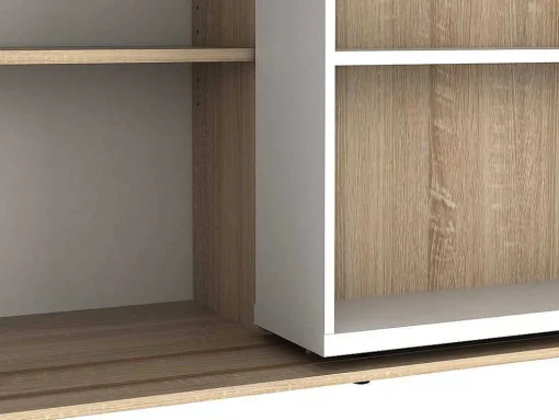 Uitschuifbare Boekenkast Prali - 18 Nissen - Wit En Eiken
