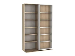 Uitschuifbare Boekenkast Prali - 18 Nissen - Wit En Eiken