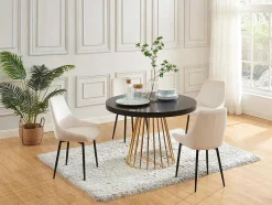 Uitschuifbare Eettafel 2 Tot 12 Plaatsen Van Mdf En Staal - Zwart En Goud - Firela