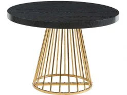 Uitschuifbare Eettafel 2 Tot 12 Plaatsen Van Mdf En Staal - Zwart En Goud - Firela