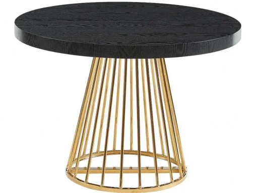 Uitschuifbare Eettafel 2 Tot 12 Plaatsen Van Mdf En Staal - Zwart En Goud - Firela