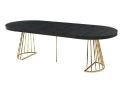 Uitschuifbare Eettafel 2 Tot 12 Plaatsen Van Mdf En Staal - Zwart En Goud - Firela