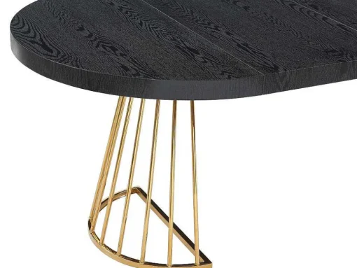 Uitschuifbare Eettafel 2 Tot 12 Plaatsen Van Mdf En Staal - Zwart En Goud - Firela