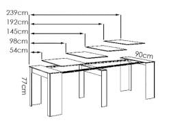 Uittrekbare Sidetabletafel Onega - 10 Personen - 4 Verlengstukken - Kleur: Eiken