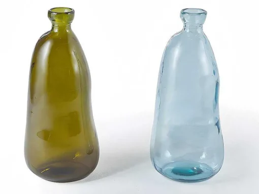 Vaas Dame-Jeanne Van Gerecycleerd Glas Pyrite H. 51 Cm - Transparant Blauw