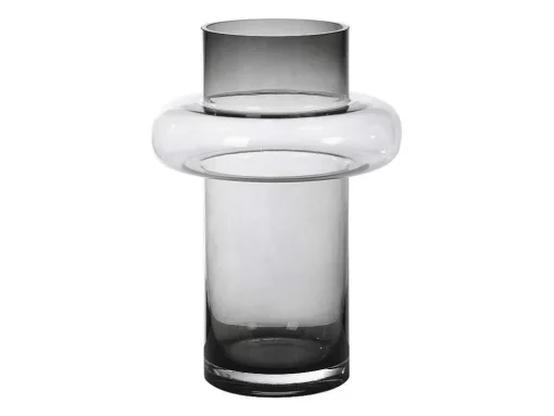 Vaas Van Getint Glas - D20,5 X H30 Cm - Glas - Gerookt Grijs - Valoit