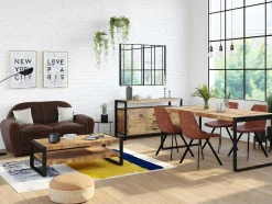 Vensterspiegel Industriele Stijl Dudley - Ijzer - 4 Delen - H120 X B90 Cm