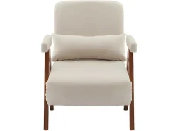 Verstelbare Converteerbare Gewatteerde Fauteuil Van Katoenen Stof - Beige