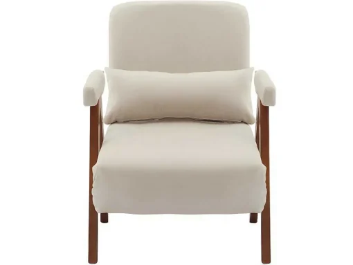 Verstelbare Converteerbare Gewatteerde Fauteuil Van Katoenen Stof - Beige