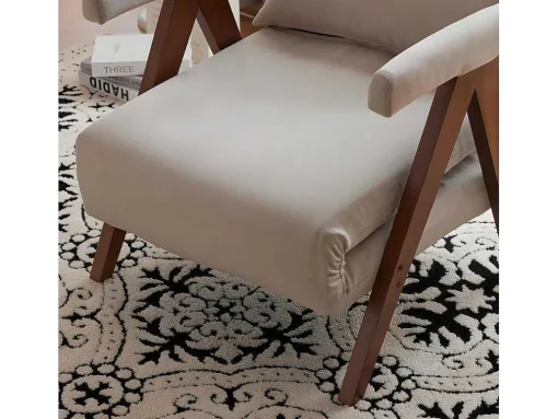 Verstelbare Converteerbare Gewatteerde Fauteuil Van Katoenen Stof - Beige
