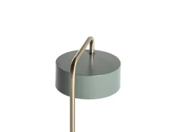 Vintage Staande Lamp Otilie - Metaal - 24 X 16 X 40 Cm - Olijfgroen En Goudkleurig