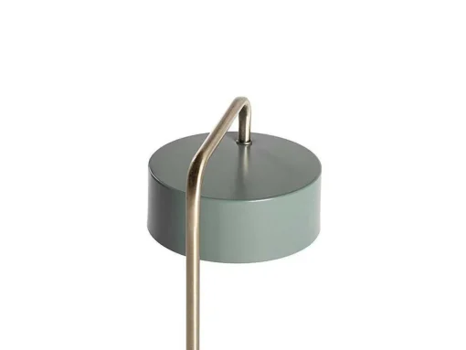Vintage Staande Lamp Otilie - Metaal - 24 X 16 X 40 Cm - Olijfgroen En Goudkleurig