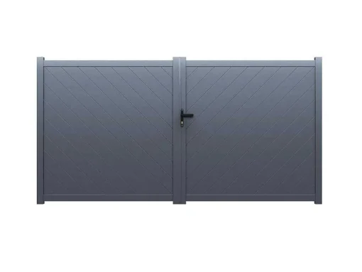 Vleugelpoort - Vol Aluminium - L350 X H180 Cm - Antraciet - Zerano