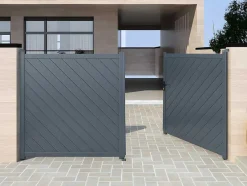 Vleugelpoort - Vol Aluminium - L350 X H180 Cm - Antraciet - Zerano